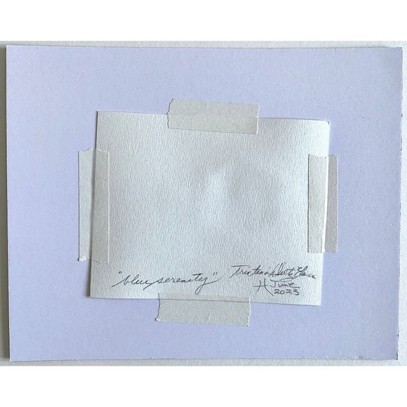 Blue Serenity - Original Wall Art Watercolor Painting Matted Frame Ready 8”x10” - Picture 7 of 7